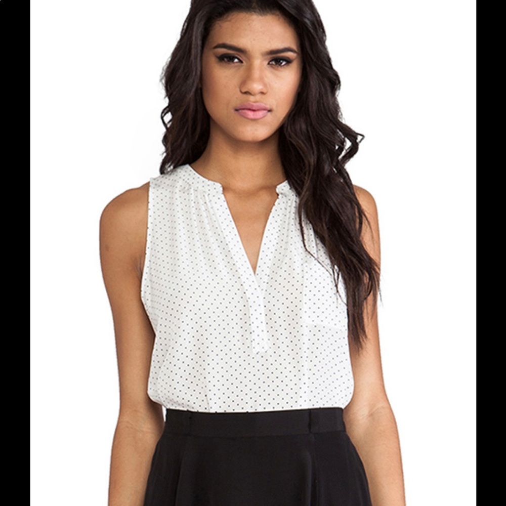 Gorgeous Joie silk sleeveless top white black m